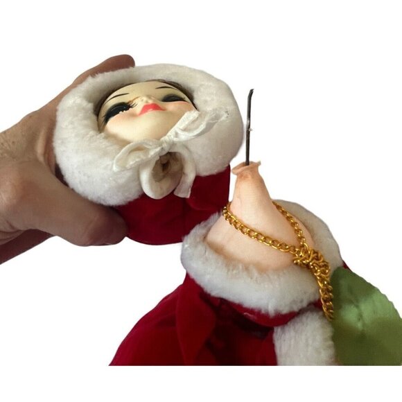 Artmark 1977 Boudoir 15" Big Eyes Christmas Doll Red Dress Victorian Vtg Korea - Picture 10 of 16